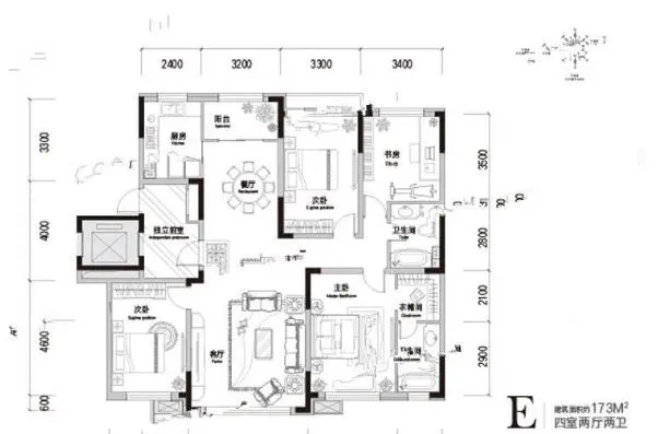 四室两厅户型图