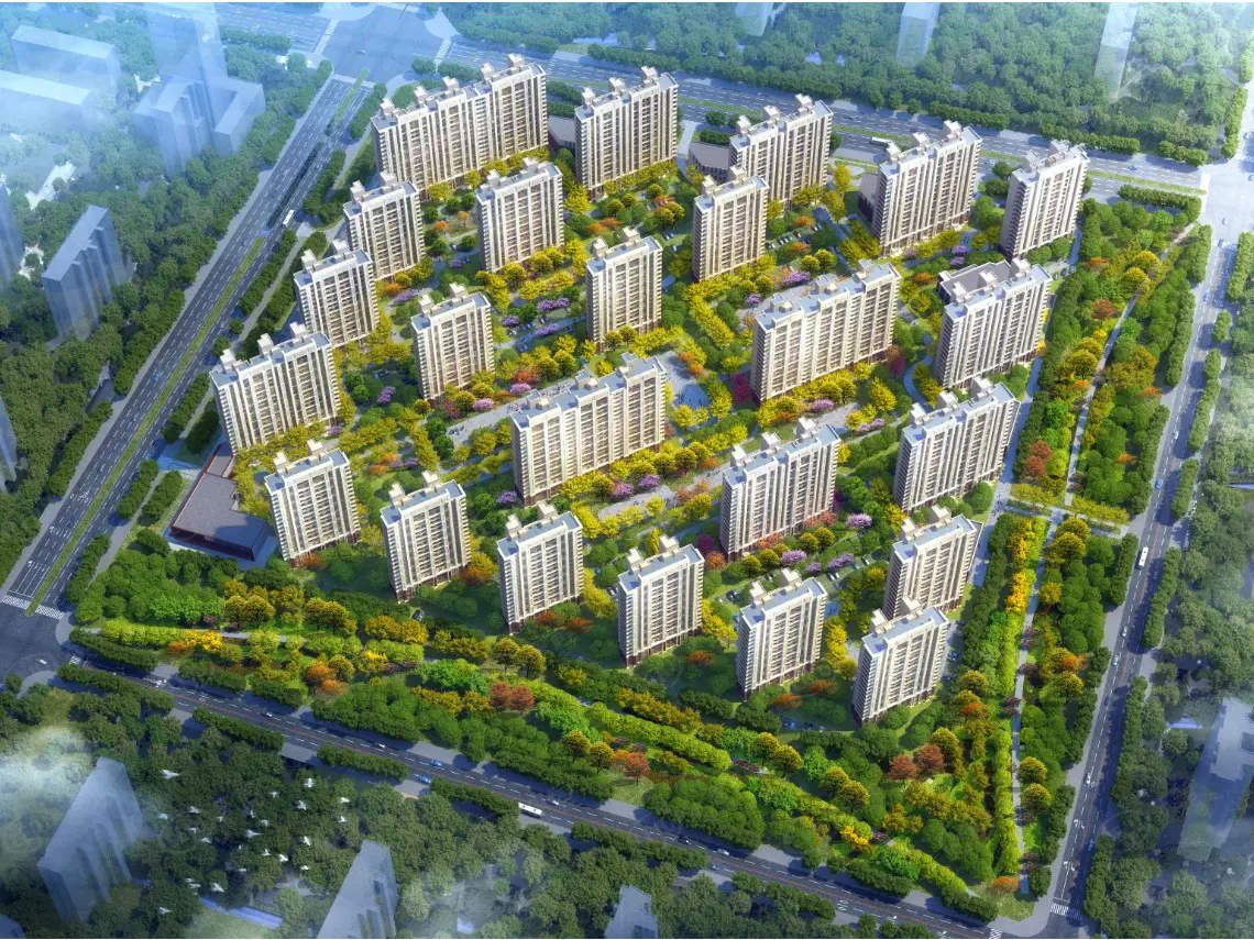金地朝阳春晓项目整体鸟瞰效果图