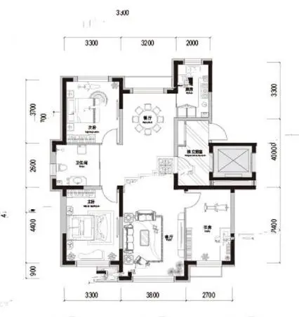三室两厅户型图