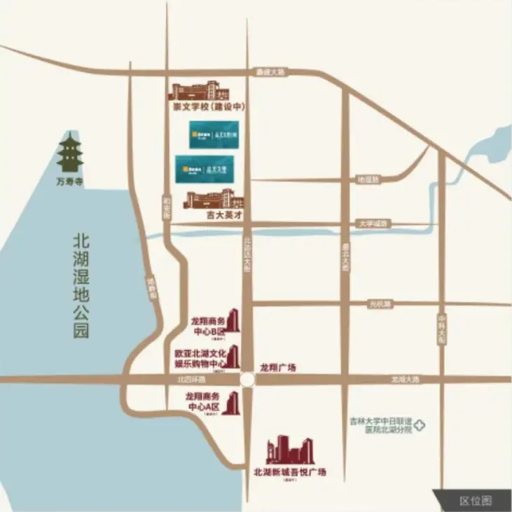 区位图展示项目在北湖板块的核心位置